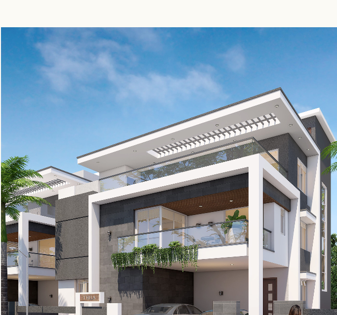 Model villa at golden hour